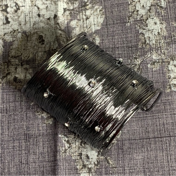 Brand New Metal Strands Crystal Cuff Bracelet - Picture 3 of 10